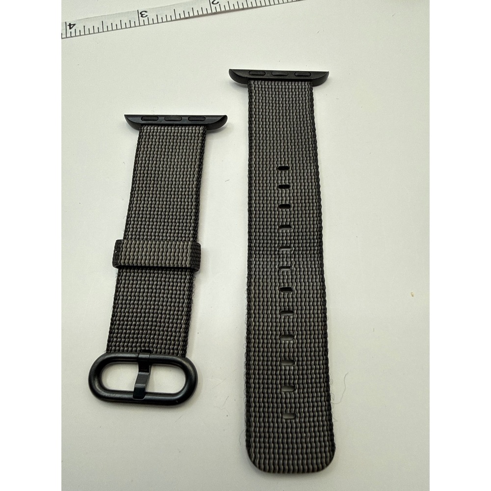 Apple Watch Woven Nylon Band Black Gray Striped 38mm 40mm 41mm Strap